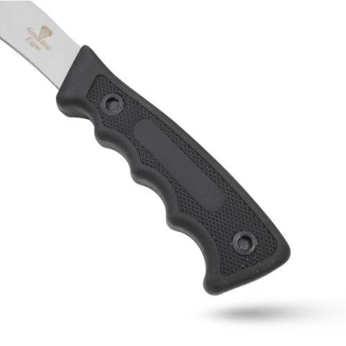 Snake Eye Tactical Heavy Duty 3PC Hunting & Camping Set – Full Tang Camping Axe, 9.5" Fixed Blade Gut Hook Knife, Sharpening Rod, and Heavy Duty Nylon Combo Sheath Included (Black & Silver) - color: Black & Silver