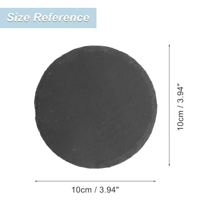 Reptile Basking Platform, Round Tortoise Habitat Slate, Turtle Feeding Slate, Habitat Decor Accessories for Crested Gecko Lizard, Gray Black