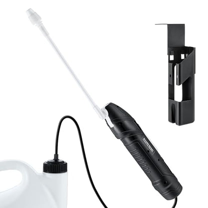 Qualirey Battery Powered Sprayer Wand, 38mm Cap for 1 Gallon Jugs | Electric Spray Nozzle with Hose and Holster, for Weed Killer, Pest Control and Garden Treatments - color: Black