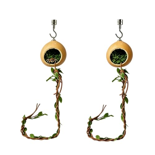 Magnetic Jumping Spider Hide, 2 Pack Spider Hideout with Strong Magnets Hide with Hook & Climbing Rope, Natural Looking Spider Hide Jumping Spider Accessories for Tarantula Enclosure