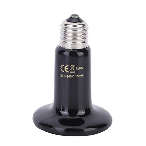 Fdit Ceramic Heating Lamp, E27 Infrared Heat Lamp 100W 220V-240V for Reptile Pet Enclosure No Light Emitting Animal Heat Bulb (1#)