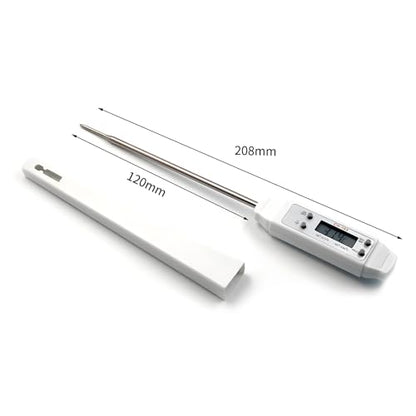 Meat Thermometer, Waterproof Digital Food Thermometer Instant Read with 120mm Long Probe, Automatic Calibration, Kitchen Cooking Thermometer for BBQ, Grill, Water Temperature(White) - color: White