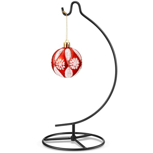 Ornament Display Stand Metal Hanger Christmas Home Office,Black | Ornament Holder for Glass Ball Air Plant Terrarium, Round Base Stand, Wedding Centerpiece Display, 10.43 Inch Height - color: Black