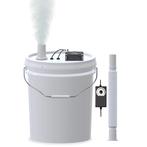 19L Large DIY Humidifier Kit for Plants & Mushrooms (2-Fogger, Double Mist) | Ideal for Grow Tent, Greenhouse, Terrarium | Turns a 5 Gallon Bucket into Cool Mist Humidifier, Extendable Hose, Long Runtime - size: 2-Fogger