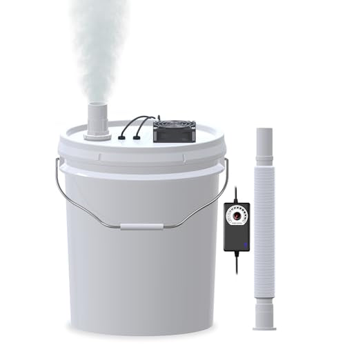 19L Large DIY Humidifier Kit for Plants & Mushrooms (2-Fogger, Double Mist) | Ideal for Grow Tent, Greenhouse, Terrarium | Turns a 5 Gallon Bucket into Cool Mist Humidifier, Extendable Hose, Long Runtime - size: 2-Fogger