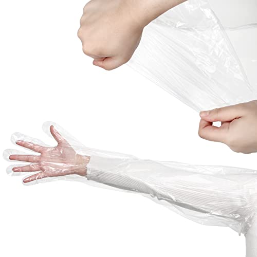 300/100 Pcs Veterinary Dressing Gutting Gloves 1.6 Mil Thickness Long Shoulder Length Disposable Gloves Hunting Field Gloves