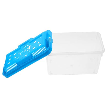 BESPORTBLE Portable Transparent Plastic Aquarium for Small Turtles Lightweight Travel Fish Tank with Lid Turtle Habitat and Easy to Clean Reptile Container for Pets