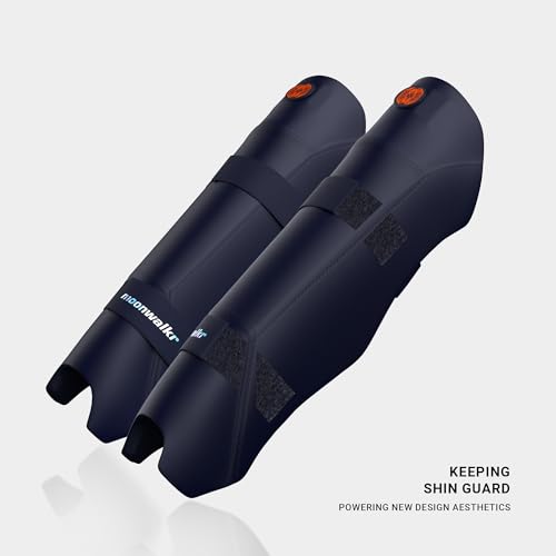 moonwalkr Cricket Wicket Keeping Shin Guards Cricket Guard for Keeper's Height (4'5" - 6'6") Wicket Keeping Pads Super Slim Gear Comes with a 3-inch Strap - color: Blue