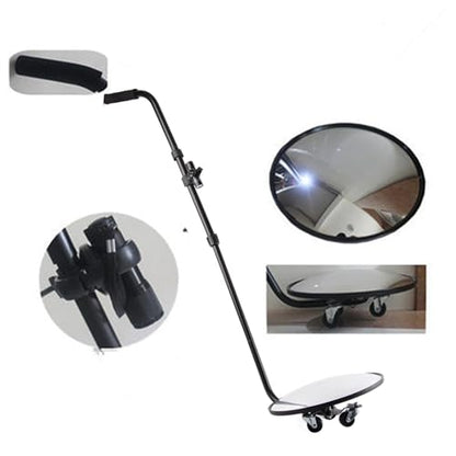 Under Vehicle Inspection Mirror with Light, Under Car Mirror 12 Inch Adjustable Angle Telescoping Handle Magnifying Vehicle Security Tool, Portable Convex Search Mirror with Carry Bag
