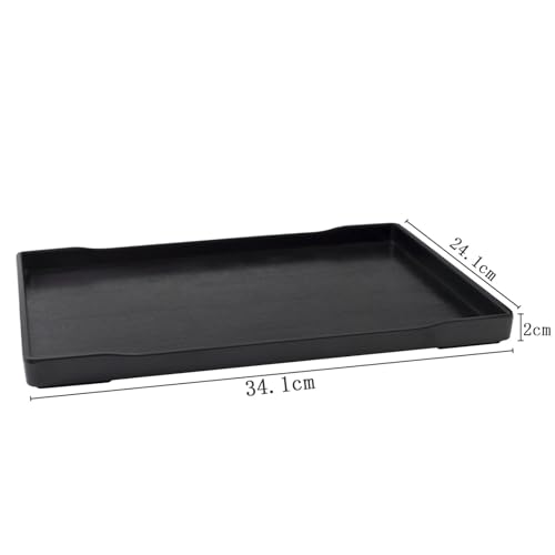 OMEM Reptile Bowl Large Food and Water Dish Enough Space Also Fit for Bath Simulated Wood Grain Surface (XL, Black) - color: Black, size: XL