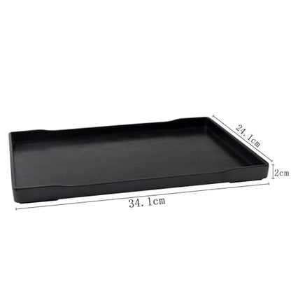 OMEM Reptile Bowl Large Food and Water Dish Enough Space Also Fit for Bath Simulated Wood Grain Surface (XL, Black) - color: Black, size: XL