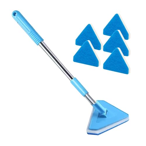 Fish Tank Scrubber - Telescopic Handle Cleaner, Long Reach Algae Scraper for Aquarium Glass, Durable Cleaning Tool for Terrarium Pond and Kitchen Surfaces, Adjustable Handle for Easy Maintenance and D