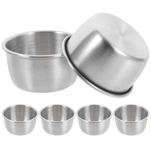 Angoily 6 Pack Metal Reptile Water Dish 2.16In Feeding Cup for Tortoise Lizard Snake Geckos Terrarium Accessories for Water and Food Storage