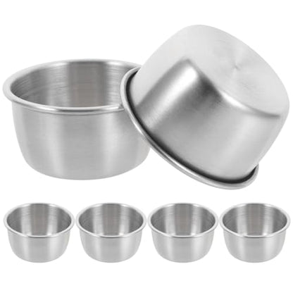 Angoily 6 Pack Metal Reptile Water Dish 2.16In Feeding Cup for Tortoise Lizard Snake Geckos Terrarium Accessories for Water and Food Storage