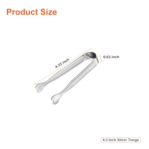 Mini Serving Tongs, Anytrp 18-Packs Stainless Steel Sugar Tongs, 4.3inch Ice Tongs Kitchen Appetizers Tongs for Coffee Bar, Tea Party, Desserts Party, Sugar and Ice Bucket - color: Silver, size: 4.3inch