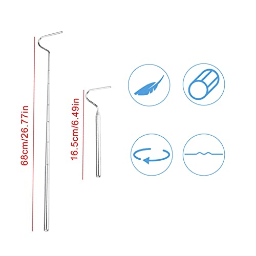 AYNEFY Reptile Feeding Tools,2Pcs RTelescoping Snake Reptile Catcher Capture Hook Stainless Steel Extensible Reptile Capture Hook Reptile Hatching Supplies