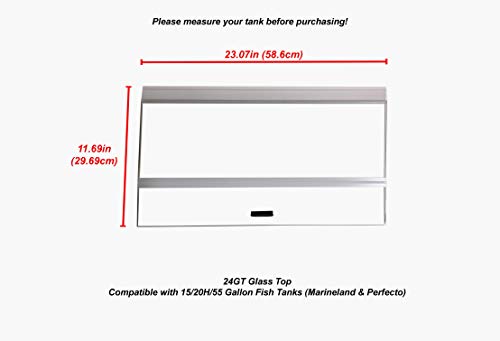 H2Pro 24" Glass Canopy for 15/20/ 55-Gallon Aquarium Fish Tank (23.07 x 11.69 x 0.16in)