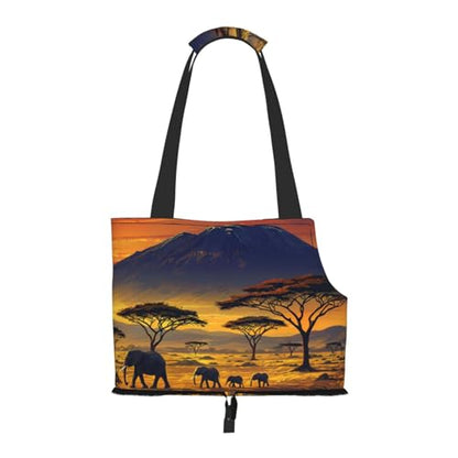 Small Pet Carrier Purse Bag, African Savanna Sunset Print Shoulder Bag for Dogs Cats, Puppy Tote Travel Handbag - color: African Savanna Sunset