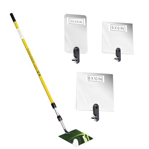 Inspection Mirror - Telescoping Heavy Duty, Lightweight & Durable, 4 ft - 12 ft Pole, 3 Size Acrylic Mirror - size: 3 Size Acrylic Mirror, style: 4 ft - 12 ft Pole