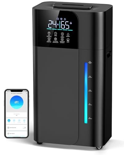 18L/4.7Gal Smart Humidifier Large Room, Warm & Cool Mist Humidifier for Bedroom, Up to 2500 sq ft Whole House Coverage, 800mL/h Output, Top Fill, 24H Timer, 70H Runtime, Humidifier for Home, Plant