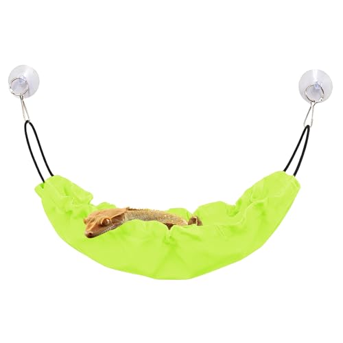 Gecko Tank Accessories, Reptile Hammock with Elastic Rope and Suction Cups, Terrarium Accessories for Crested Gecko, Leopard Gecko, Little Snake - color: Green