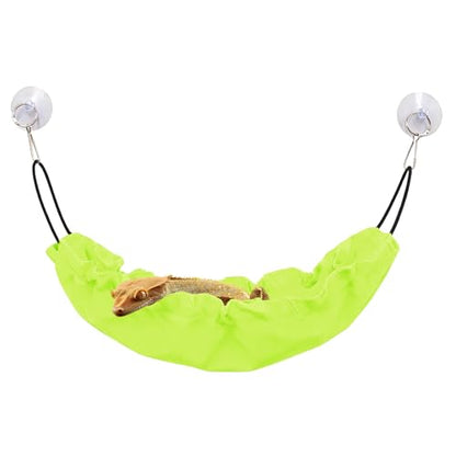 Gecko Tank Accessories, Reptile Hammock with Elastic Rope and Suction Cups, Terrarium Accessories for Crested Gecko, Leopard Gecko, Little Snake - color: Green