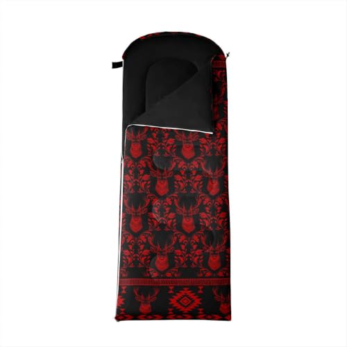 Erosebridal Hawk Moth Sleeping Bags Adults Cold Weather Aztec Backpacking Camping Blanket Hiking Sleeping Wrap Sleep Bag - color: Red Rustic Deer