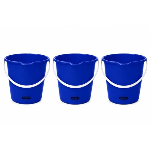 Superio 2.75 Gallon Bucket, Plastic Cleaning Pail with Handle, Car Wash Bucket, Small Utility Bucket for Mopping, Fishing, Camping & Household Use, Durable, Blue - 3 Pack - color: Blue, size: 3 Pack
