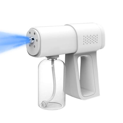 Professional Fogger Machine, 380ml Wireless Nano Sprayer Gun | Rechargeable ULV Atomizer with Blue Light for Touchless Cleaning - color: White