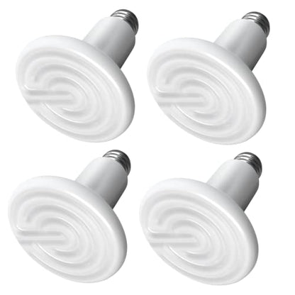 Simple Deluxe Ceramic Heat Emitter 100W 4-Pack Reptile Heat Lamp Bulb No Light Emitting Brooder Coop Heater for Amphibian Pet Snake Turtle & Incubating Chicken, No Harm, Color White - size: 4 Pack, style: White