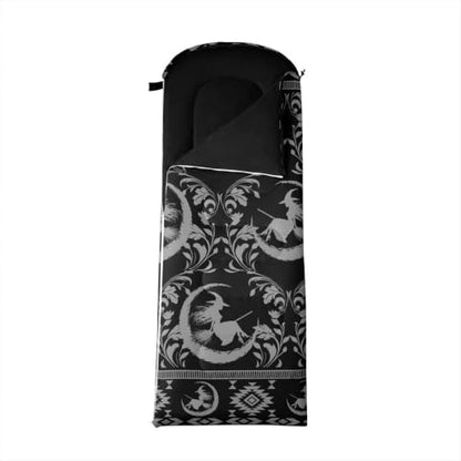 Erosebridal Longhorn Cow Skull Sleeping Bag for Kids Goth Witchy Damask Camping Blanket for Hiking Travel Hunting Sleep Bag - color: Black Moon Witch