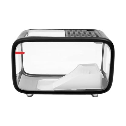 Desktop Fish Tank, 3.2Gal Small Betta Fish & Turtle Tanks, Aquarium Bowl with Detachable Basking Platform, Multi-Functional Areas Aquascape Tanks for Fish Terrapin Frog Shrimp Crab (Black) - color: Black