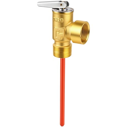 3/4" NPT Water Heater Pressure Relief Valve, 150 PSI Pressure Relief Valve for RV Hot Water Heater, Brass T&P Relief Valve with Epoxy-Coated Probe, Universal Suburban RV Water Heater Parts Replacement