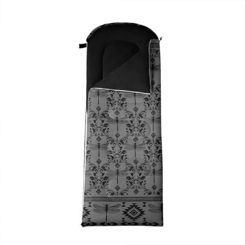 Erosebridal Death Head Moth Kids Sleeping Bag Bohemian Aztec Wearable Camping Blanket for Hiking Travel Hunting Sleep Bag - color: Grey Rustic Dragonfly