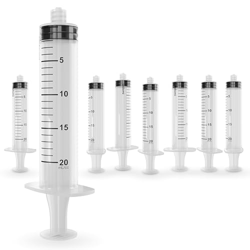 20mL Luer Lock Syringe (No Needle) | 8 Pcs | Yalomi | Sterile & Individually Wrapped | Professional, Industrial & Personal Use - size: 8 Count (Pack of 1)
