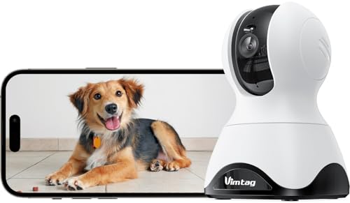 VIMTAG 2.5K 4MP Pan/Tilt Indoor Camera for Pet/Dog/Cat/Baby/Nanny/Home Security with Phone APP, Motion Tracking, Night Vision, 2-Way Audio, AI Detection, 5G/2.4GHz WiFi, Cloud & SD Card, Works w/Alexa - size: 1 Count (Pack of 1)