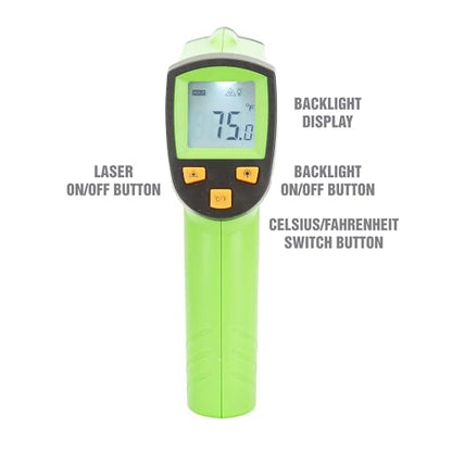 OEMTOOLS 25245 Infrared Thermometer, No-Contact Thermometer for Hot, Hazardous, and Hard-to-Reach Objects, Laser Pointer for Accurate Temperature Measurement