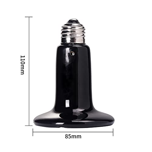 100W 2PCS Reptile Heat Lamp Black Ceramic Heat Emitter,Infrared Heater Bulb for Pet Coop Heater Chicken Lizard Turtle Brooder Aquarium Snake