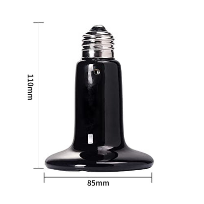 100W 2PCS Reptile Heat Lamp Black Ceramic Heat Emitter,Infrared Heater Bulb for Pet Coop Heater Chicken Lizard Turtle Brooder Aquarium Snake