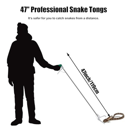 47" Extra Heavy Duty Snake Tongs Reptile Grabber Catcher | Wide Jaw Handling Tool for Outdoor, Garden, and Emergency Use - size: 47 Inch