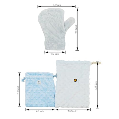 3 Pack Sugar Glider Tote Plush Sleeping Pouches and Anti Bite Calming Mitten, Warm Sleeping Bag Portable Drawstring Bonding Pouch Soothing Glove for Small Pets (Blue) - color: Blue
