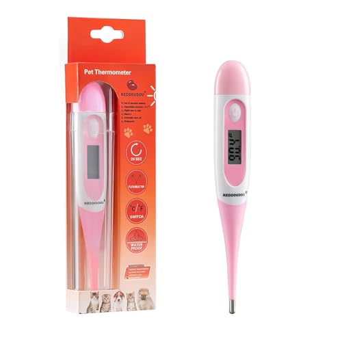 Digital Pet Thermometer for Accurate Fever Detection, Suitable for Cats/Dogs/Horse/Veterinarian, Waterproof Pet Thermometer, Fast and Accurate Measurements in 20 Seconds (Pink) - color: Pink