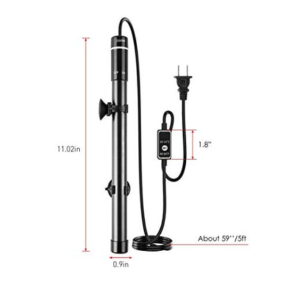 MQ Titanium Alloy 200W Aquarium Heater for Salt and Fresh Water, Digital LED Display Submersible Heater with External Thermostat Controller, for Fish Tank 25-40Gallon - size: 200W for 25-40 Gallon Tank