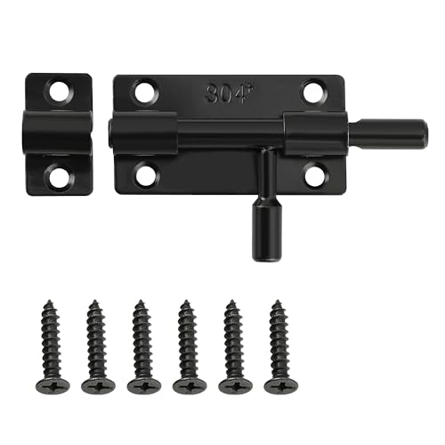 Mooche Slide Latch Lock Barrel Bolt with Padlock Hole, 3.15" Barrel Bolt | SUS304 Stainless Steel Black Gate Latches Door Lock for Interior Front Door Toilet Barn Fence Garage Pet Room