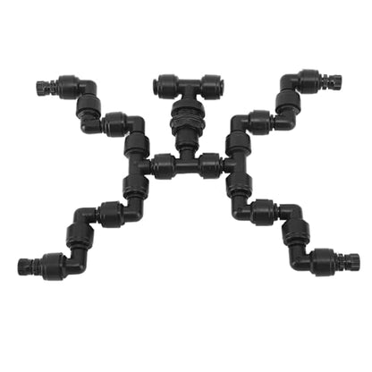 Mist Cooling System Nozzle, Adjustable 360 Degree Reptiles Greenhouse Rainforest Fogger, 4 Heads Misting Nozzle for Plants Pets with Uniform Spray Effect