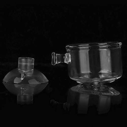 Fish Tank Feeding Cup, Aquarium Red Worm Food Container, Glass Feeder with Suction, Transparent Bowl for Feeding Shrimp Fish Reptiles (Glass Hole Cup)