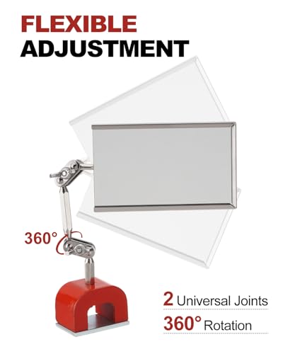 Inspection Welding Mirrors with Magnetic Base Adjustable Arm Machine Tool | for Auto Mechanics Machinists Craftsmen Technicians Use in Confined Spaces