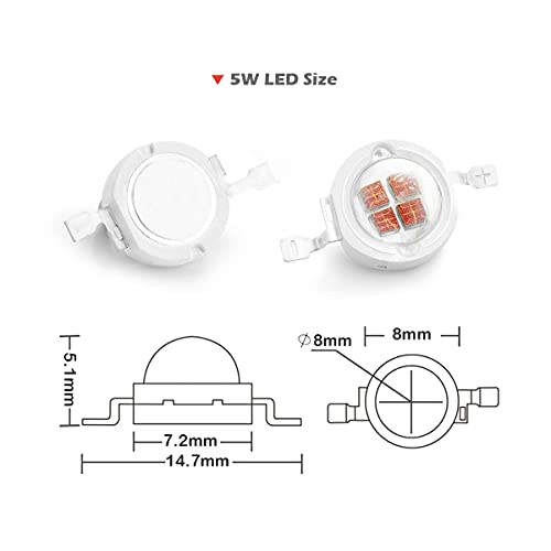 CHANZON 10 pcs High Power Led Chip 5W Red | (1200mA / DC 2V - 2.4V / 5 Watt)Super Bright Intensity SMD COB Light Emitter Components Diode Bulb Lamp Beads DIY Lighting - color: E) Red