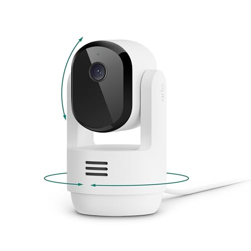 Arlo Essential Indoor Pan Tilt Zoom Security Camera 2K Wired - 1-Cam | 360° pan & 180° tilt; 2K pet camera; Auto motion tracking; Animal detection; Animated preview; 1-mo Secure plan incl. - size: 1 Camera - White, style: 30-Day Trial of Secure Plan