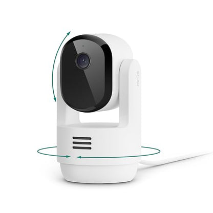 Arlo Essential Indoor Pan Tilt Zoom Security Camera 2K Wired - 1-Cam | 360° pan & 180° tilt; 2K pet camera; Auto motion tracking; Animal detection; Animated preview; 1-mo Secure plan incl. - size: 1 Camera - White, style: 30-Day Trial of Secure Plan